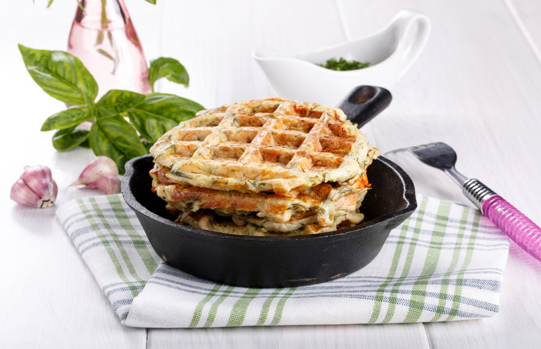 Savory Waffles With Ham, Cheddar, and Brussels Sprouts