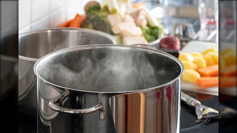 large pot with boiling water