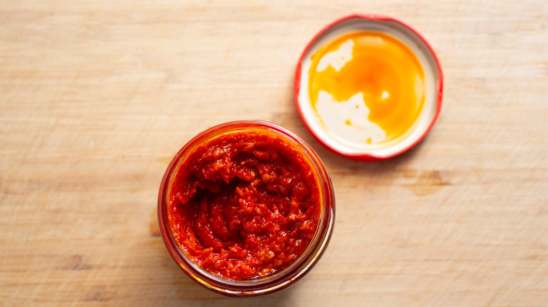 Jar of harissa paste