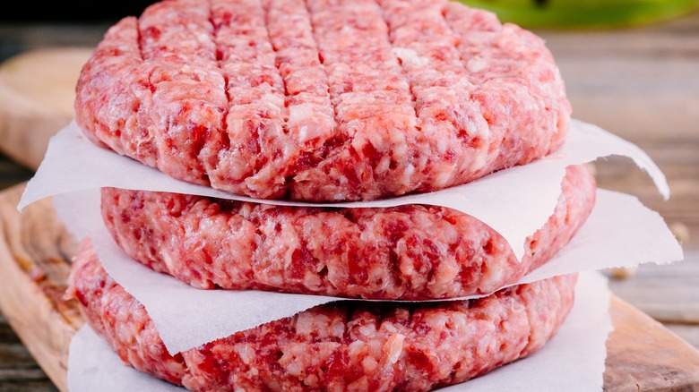 raw beef patties