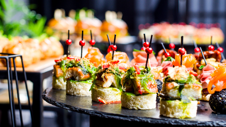 Buffet layout of finger foods