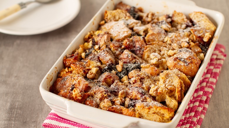 Bread pudding in casarole dish