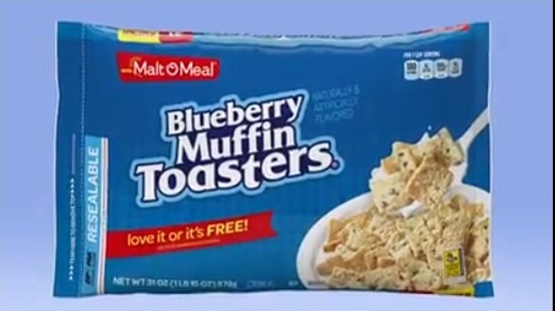 A bag of Malt O Meal Blueberry Muffin Toasters