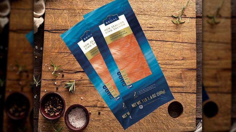 two packs of smoked salmon