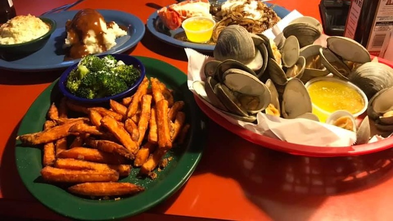 spread of lunchtime food on table