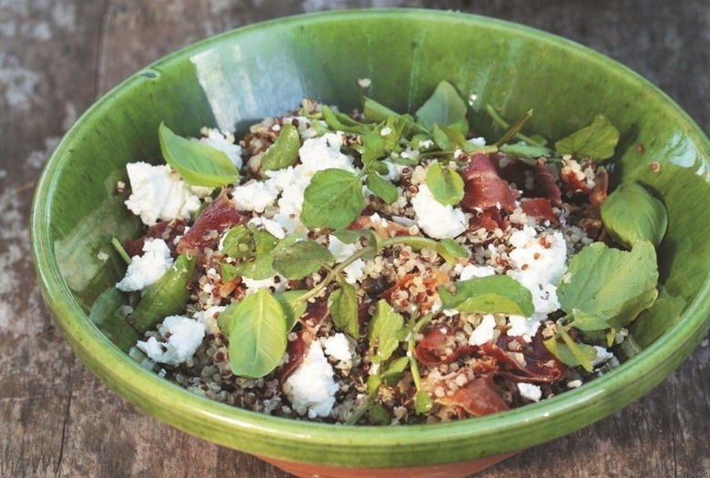 Quinoa Salad With Goat's Cheese, Basil, and Crispy Prosciutto