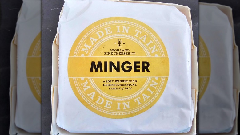 Paper-wrapped square of minger cheese