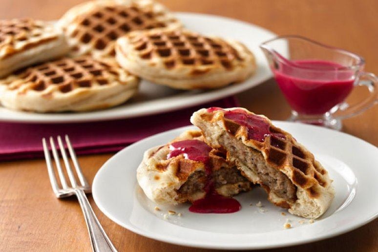 Sausage Stuffed Biscuits With Cranberry Sauce