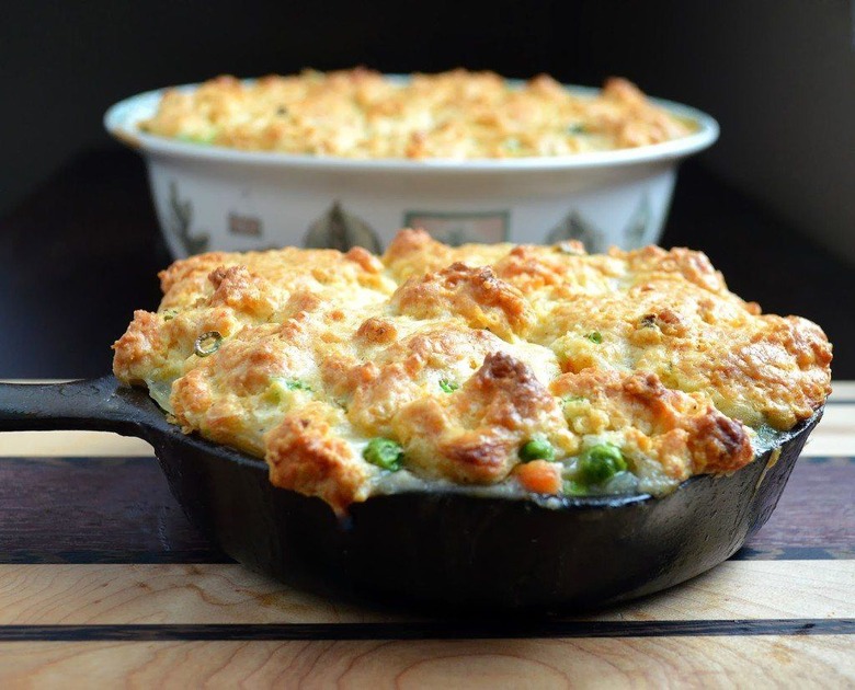 Chicken Pot Pie Topped With Jalapeño & Scallion Biscuits