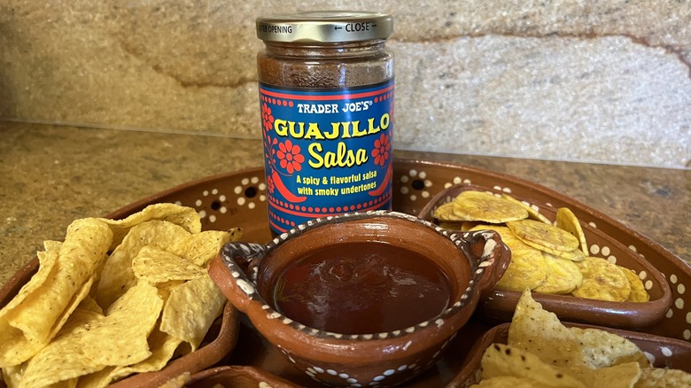 red salsa bowl and chips