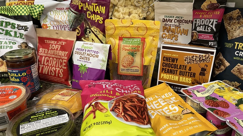 Variety of Trader Joe's snacks