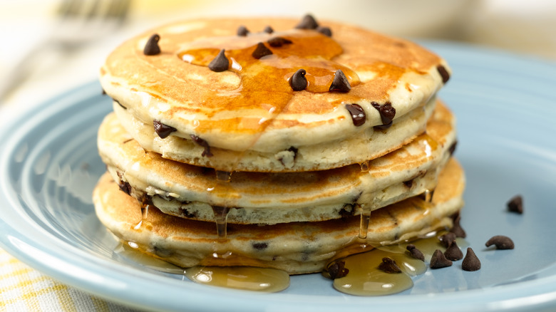 Chocolate chip pancake stack