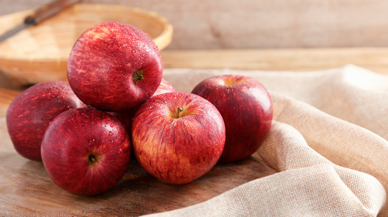 Apples on cutting board