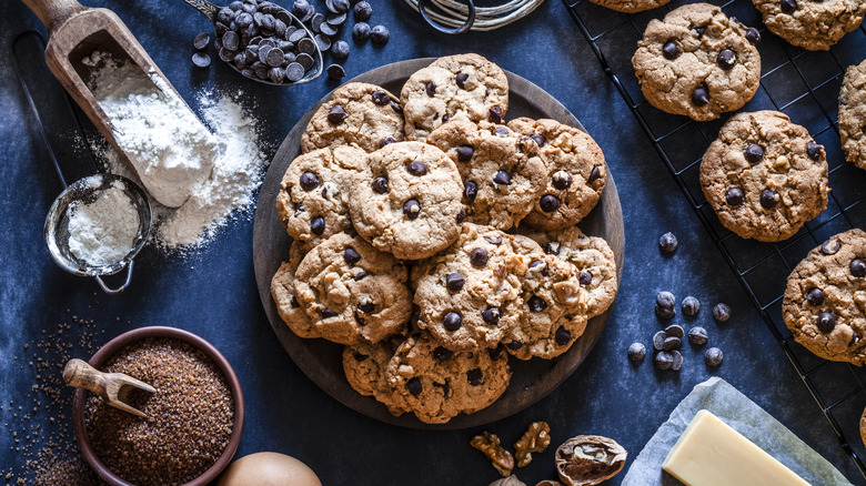 Bowl of chocolate chip cookies
