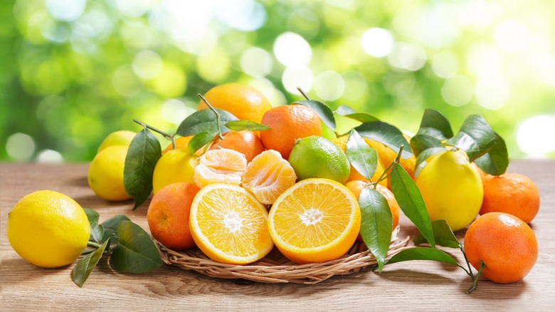 Assorted citrus fruits on counter