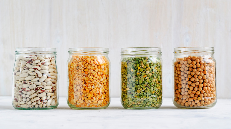 Jars of dried beans