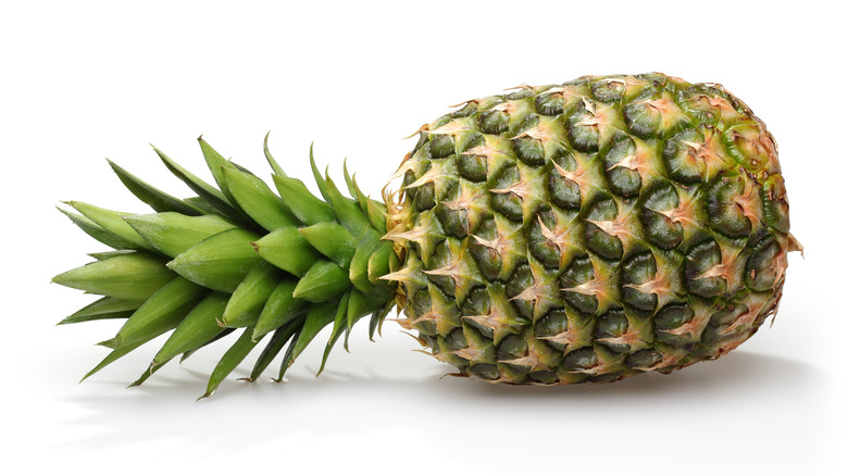 Whole pineapple on its side