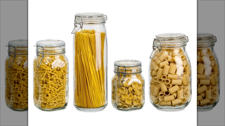 Assorted jars of pasta