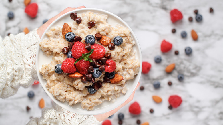 Chocolate chips on oatmeal