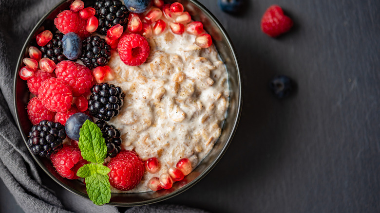 Fresh fruit on oatmeal