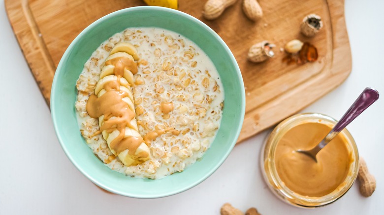 Peanut butter on oatmeal