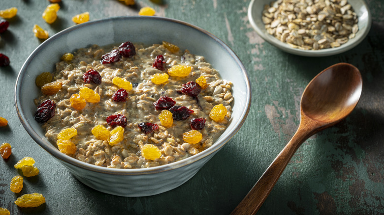 Raisins and craisins in oatmeal