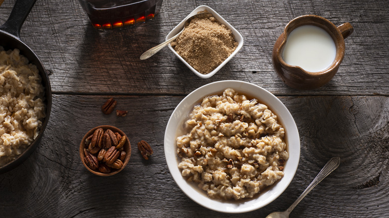 Sugar next to oatmeal