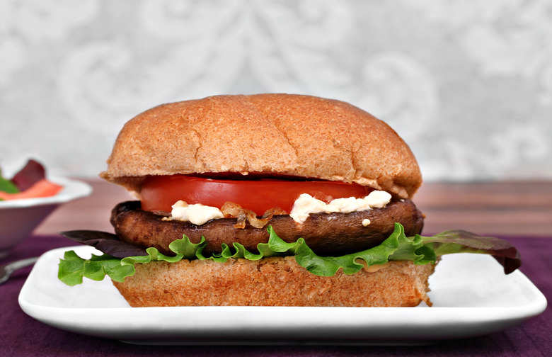 Vegan Portobello and Peach Burger