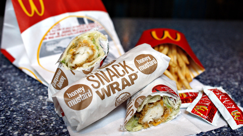 McDonald's honey mustard snack wrap and fries