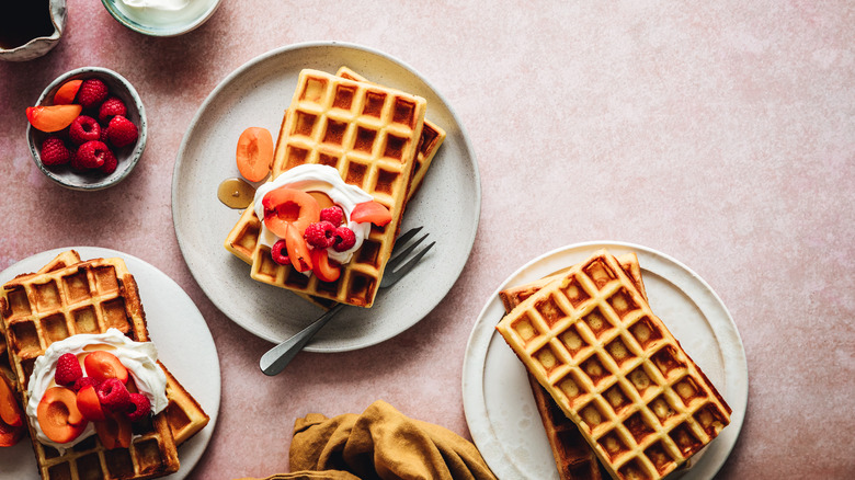 Plates of waffles