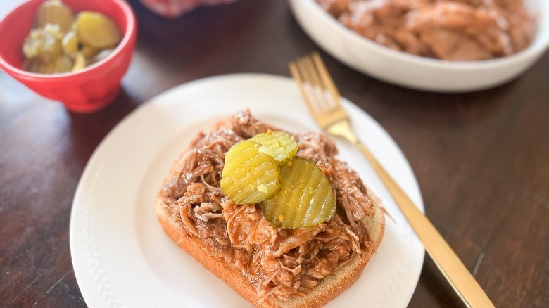 Pulled pork open-faced sandwich