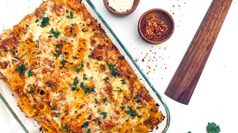 Tray of pizza pasta