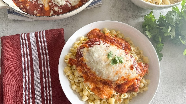 Bowl of stuffed chicken parmesan