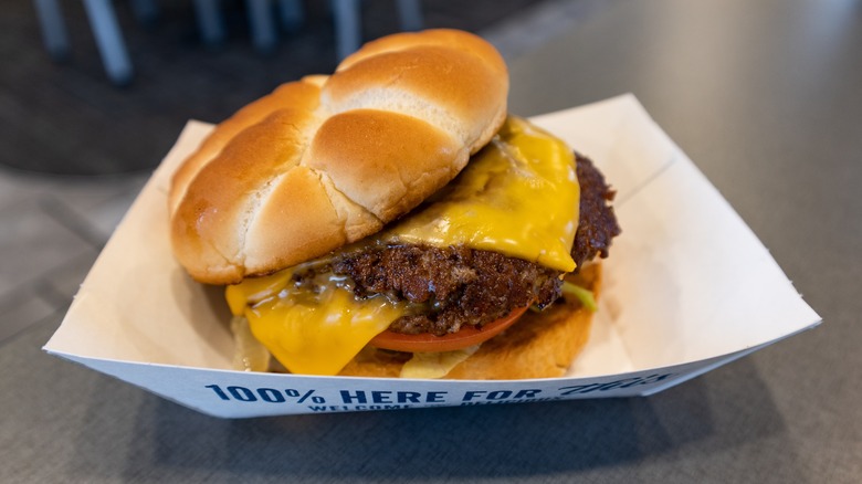Culvers butter burger in a paper tray