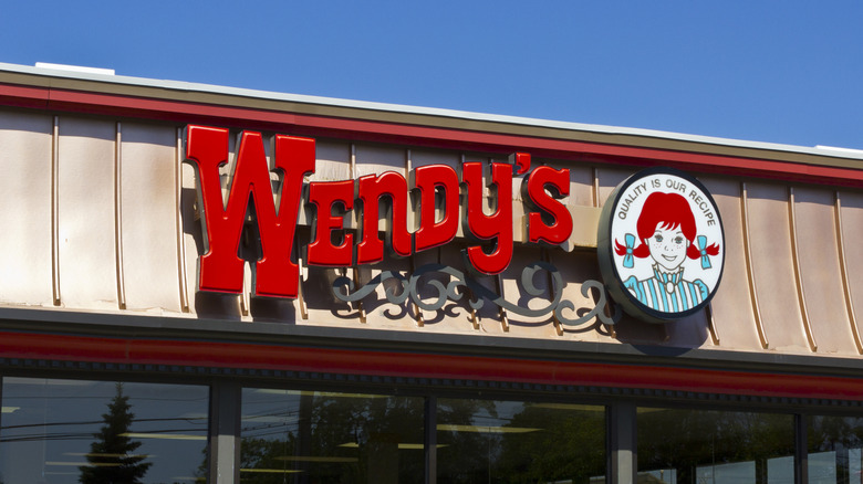 The exterior of an older-style Wendy's, with the logo in a chunky font reminiscent of Western movies.