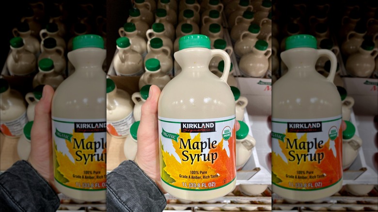 Kirkland Signature maple syrup bottle