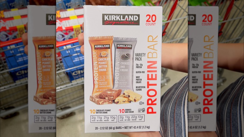 Box of Kirkland Signature protein bars