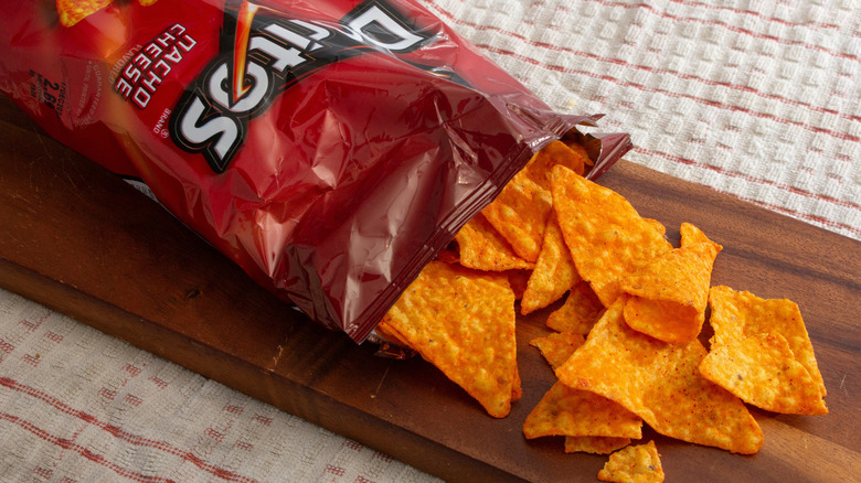 Bag of Nacho Cheese Doritos on table