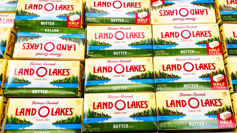 One pound boxes of Land O Lakes salted butter half sticks