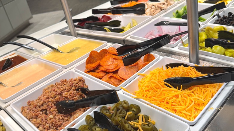 Portion of the salad bar at Golden Corral