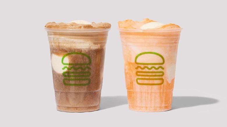 Creamsicle and Root Beer Floats on white background