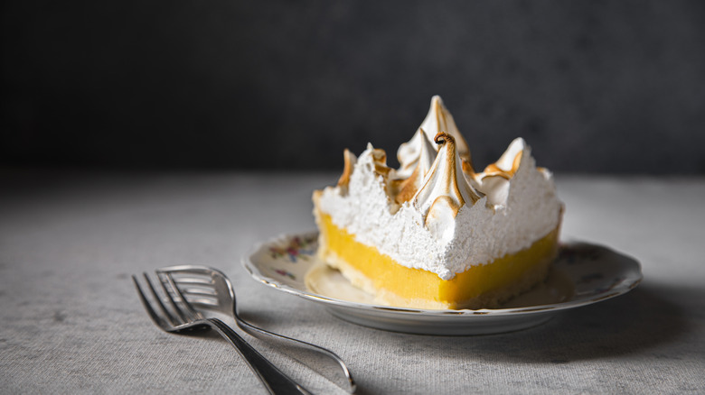 Lemon meringue pie on plate
