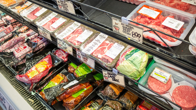 a view of the beef aisle of a Trader Joe's.