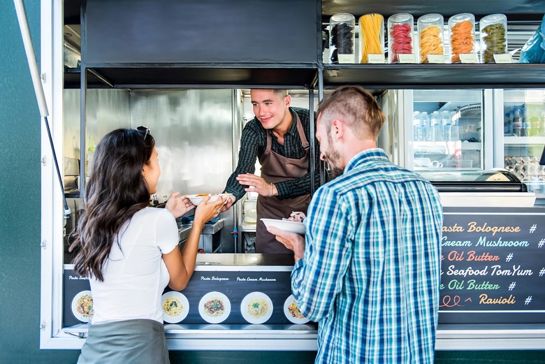 Grab lunch from a food truck