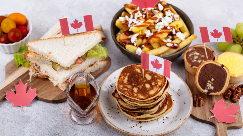 Smörgåsbord of traditional Canadian foods