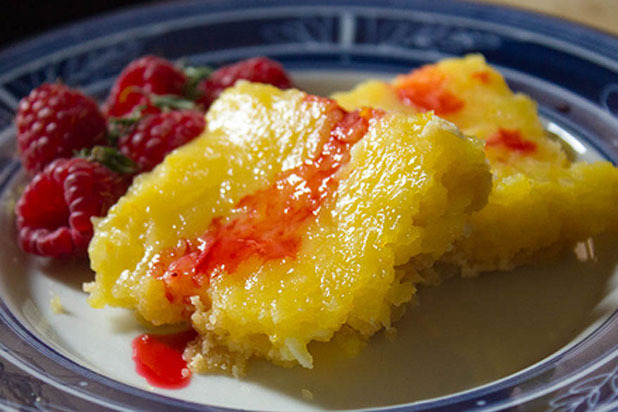 Meyer Lemon Tart with Raspberry Thyme Sauce