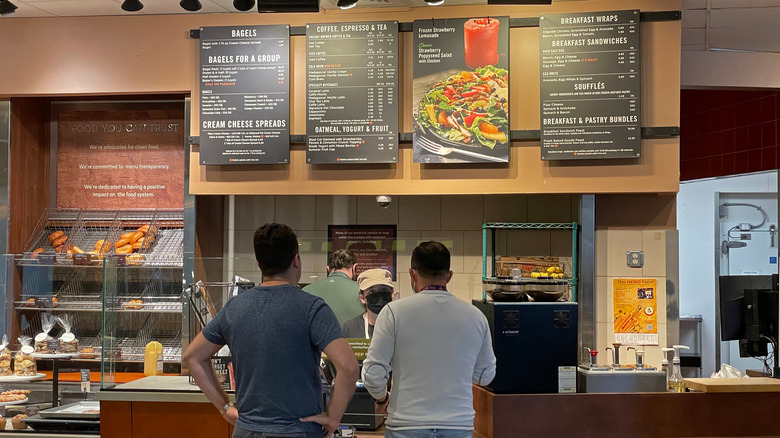 People ordering at Panera Bread