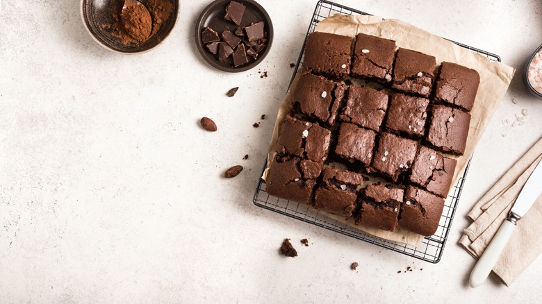 chocolate brownies on cooling rack