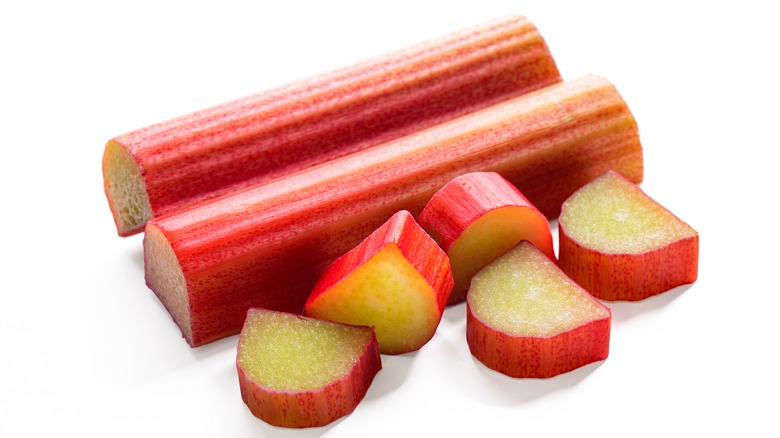 rhubarb on white background