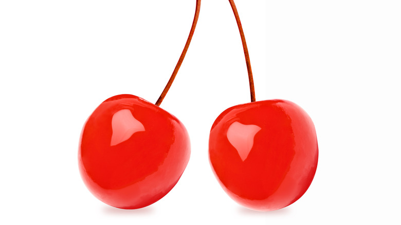 maraschino cherries on white background